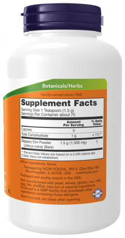 NOW Slippery Elm, 100 капсул