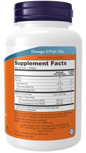 NOW Ultra Omega-3 Fish Oil 500 EPA/250 DHA, Ультра Омега-3 Фиш Ойл 500 ЭПК/250 ДГК
