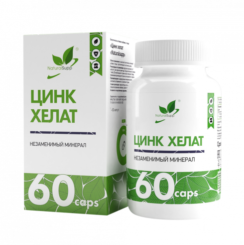 Natural Supp Zinc Chelate, Цинк Хелат, 60 капсул