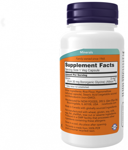 NOW Boron 3 mg, 100 капсул