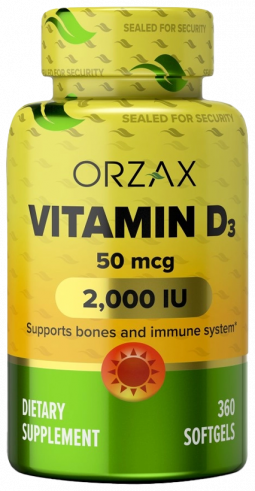 Orzax Vitamin D3, Витамин D3, 360 капсул