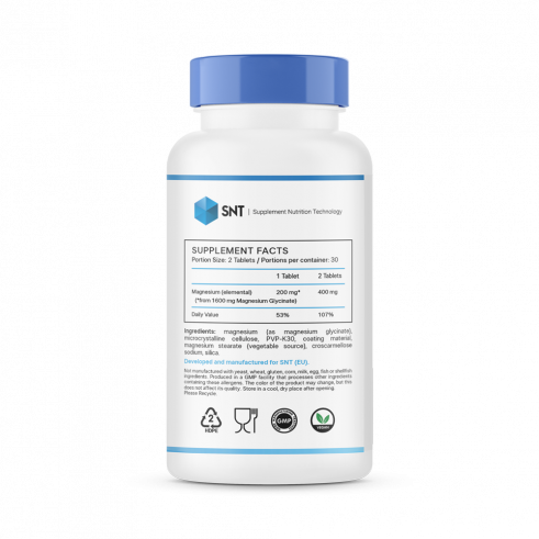 SNT Magnesium Glycinate, Магния Глицинат, 60 таблеток