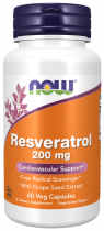NOW Natural Resveratrol, Натуральный Ресвератрол, 60 капсул